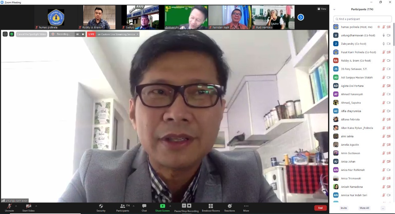 WEBINAR DAN PELATIHAN MEMBURU PELUANG KERJA POLITEKNIK NEGERI LAMPUNG