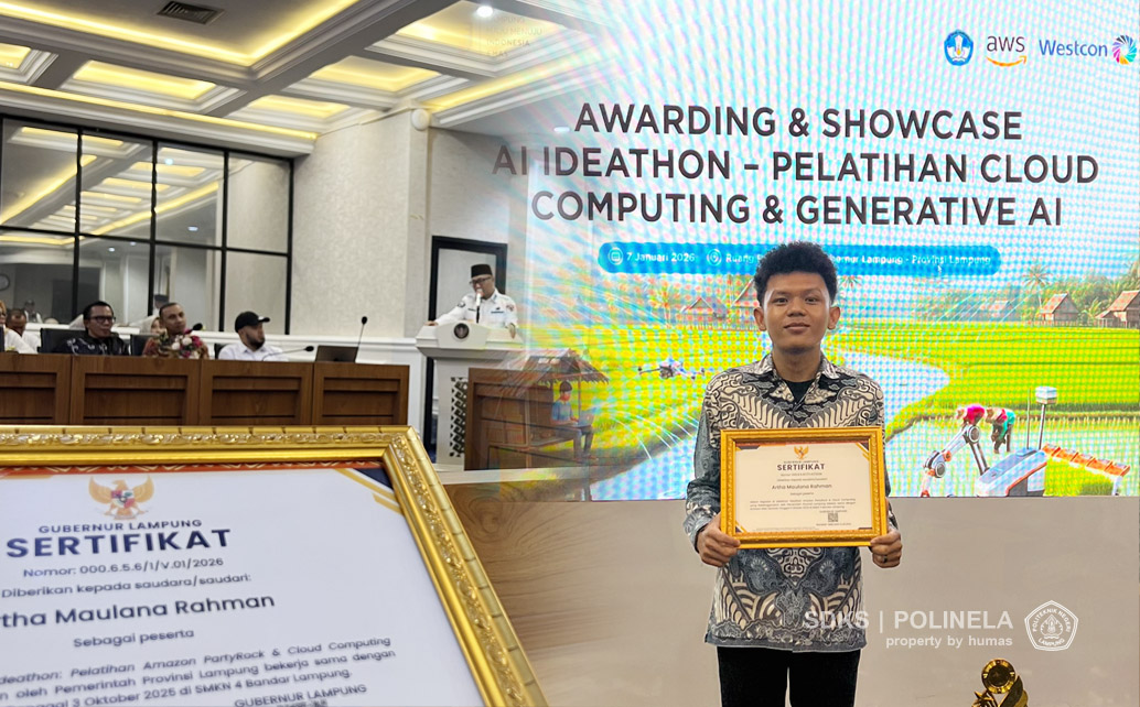Mahasiswa TRPL Polinela raih Penghargaan 10 besar Peserta Terbaik AI IDEATHON 2025 Provinsi Lampung